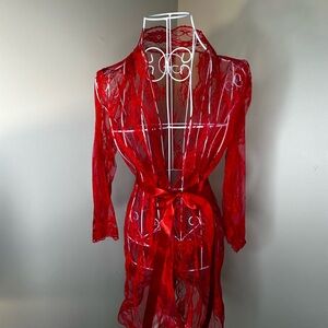 Elegant Red Lace Robe